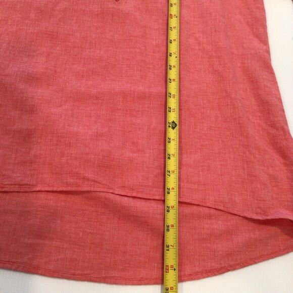 ELLEN TRACY LINEN Split Neck 3/4 Length Sleeve Coral Tunic size L - Picture 9 of 10